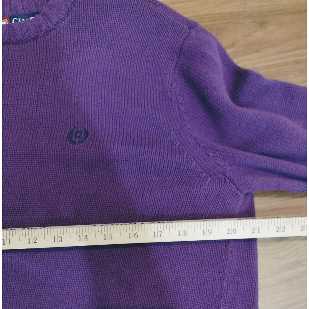 CHAPS Women's Sweater Large Purple 100% Cotton Thick Heavy Preppy - Picture 8 of 10